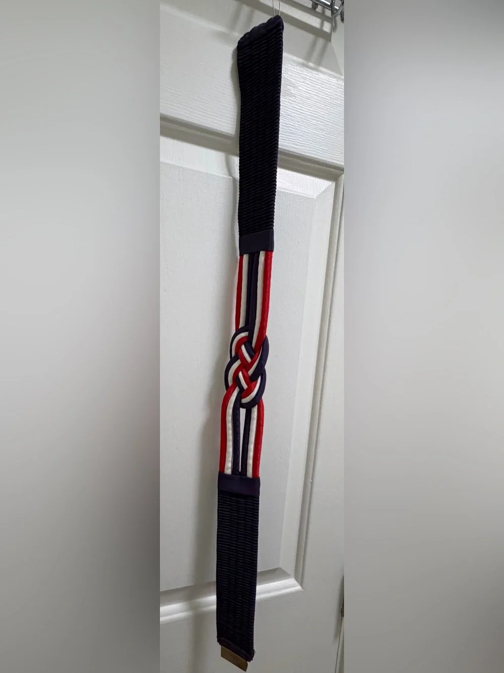 Braided Red, Navy & White Belt